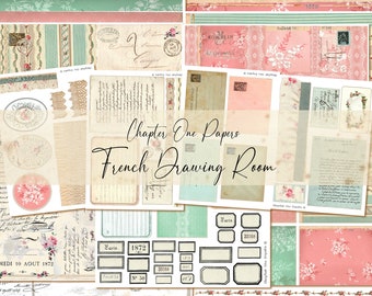 French Drawing Room Junk Journal Digital Kit (A4 Size) for Instant Download Chapter One Papers