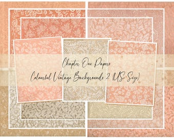 Colourful Vintage Backgrounds 2 Junk Journal Papers Kit (US Size)
