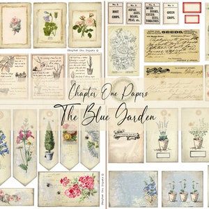 The Blue Garden Junk Journal Digital Kit US Letter Size for Instant Download Chapter One Papers image 5