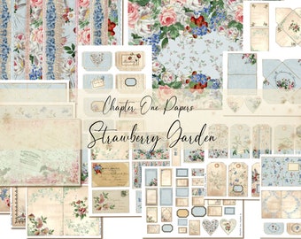 Strawberry Garden Junk Journal Digital Kit (A4 SIZE) for Instant Download Chapter One Papers