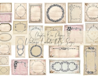 Vintage Labels Junk Journal Ephemera Kit (US Letter Size)