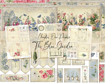 The Blue Garden Junk Journal Digital Kit (A4 Size) for Instant Download Chapter One Papers