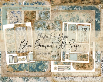 Blue Bouquet Junk Journal Kit (A4 Size)