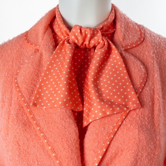 Vintage 1960s Blazer Blouse Set, Coral Polka Dot … - image 2