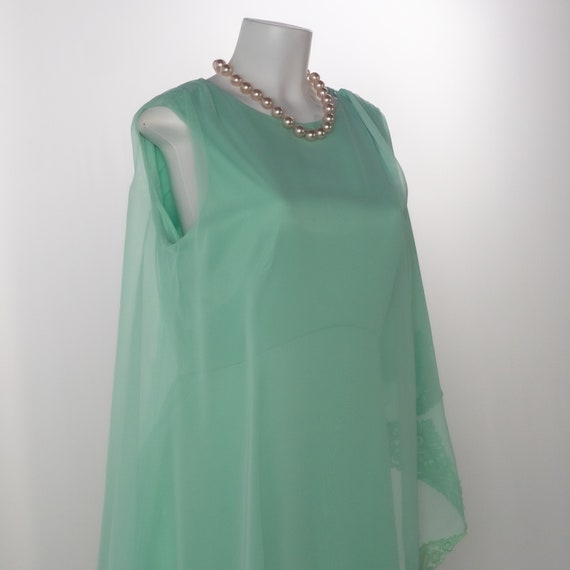 Vintage 1960s Maxi Dress, Mint Gown with Chiffon … - image 4