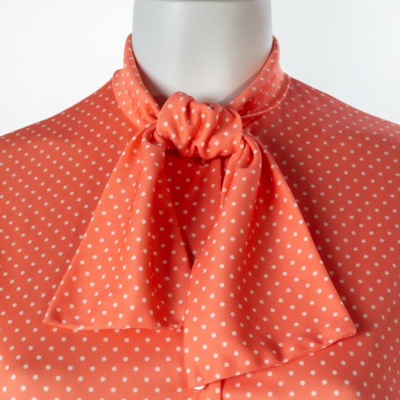 Vintage 1960s Blazer Blouse Set, Coral Polka Dot … - image 7