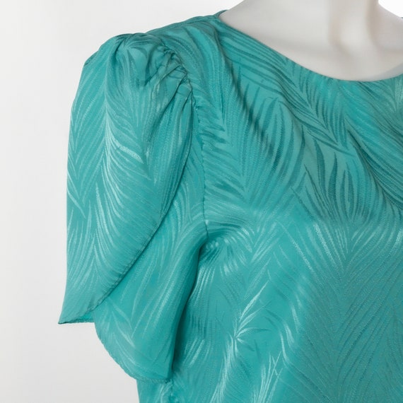 Vintage 1980s Sundress, Turquoise Blouson Day Dre… - image 5