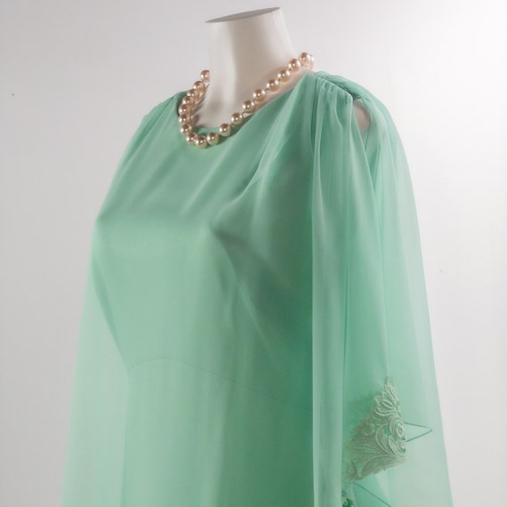 Vintage 1960s Maxi Dress, Mint Gown with Chiffon … - image 2