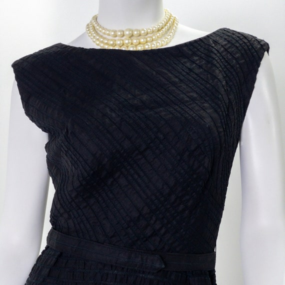 Vintage 1950s Pin Up Dress, Black Boat Neck Wiggl… - image 2