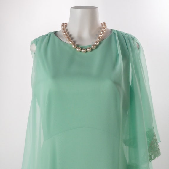 Vintage 1960s Maxi Dress, Mint Gown with Chiffon … - image 3