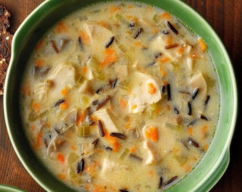Mezcla de sopa cremosa de pollo y arroz salvaje