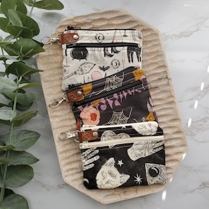 Monedero/cartera con doble cremallera de bruja/Halloween