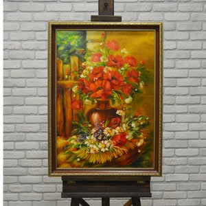 Oil painting on canvas 70x50 "In the village" still-life painting. From a professional artist. Handmade. Vintage. Original. Single copy