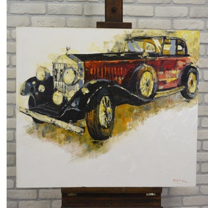 Oil painting on canvas &quot;Retro car&quot;. From a professional artist. Handmade. Original. Single copy