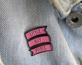 Little But Fierce Pin, Planner Accessories, Pink Enamel Pin, Feminist Enamel Pin, Feminist Pin, Female Power, Girl Power, Black Owned Shops