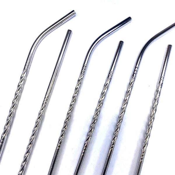 Silver Twist Straw Set, Metal Straws, Reusable Straws, Eco Friendly Products, Tumbler Cups