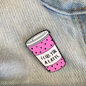 I Like You A Latte Pin, Kawaii Enamel Pin, Coffee Enamel Pin, Coffee Pin, Heart Enamel Pin, Pink Enamel Pin, Cute Enamel Pin