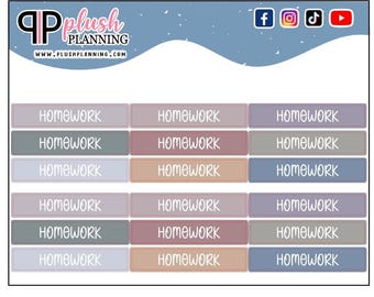 Homeschool Planner Stickers, Homework Script Labels, Dreamy Colors