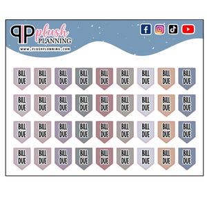 Bill Due Flags, Dreamy Colors, Planner Stickers (36 Count)