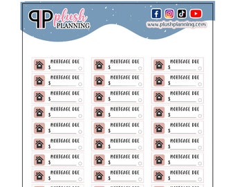 Mortgage Due Planner Stickers, Bill Tracker Checklist