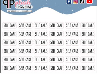 Self Care Script Planner Stickers, Rae Dunn Font, 36 Matte Stickers