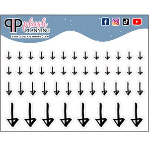 Black Arrows Clip Art Scrapbooking Planner Stickers, Arrows Reminder, Decoration Stickers, Journal Stickers, Plush Planning