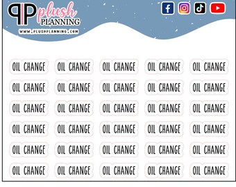 Oil Change Script Planner Stickers, Rae Dunn Font, 30 Matte Stickers
