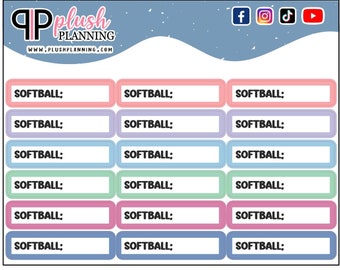 Softball Practice Script Planner Stickers, Functional Labels