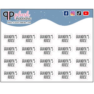 Opa's huis plannerstickers, op Rae Dunn geïnspireerde lettertypestijl, functionele plannerstickers, stickers scrapbooking, pluche planning