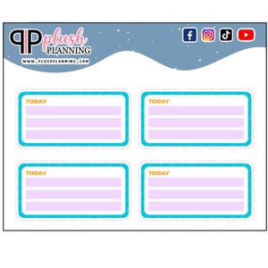 Adesivos de planejador com clip art com linhas para hoje, adesivos de planejador funcionais, adesivos de planejador lateral com linhas para escrever hoje