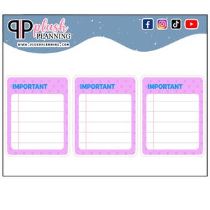 Important Lined Clip Art Tracker Planner Stickers, Functional Planner Stickers, Writable Important Lined Side Planner Stickers