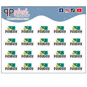 Payday Script Deco Scrapbooking Planner Stickers, Functional Planner Stickers, Payday Stickers, Bill Pay, Monthly Pay Bills