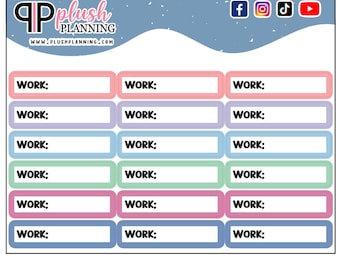 Work Label Planner Stickers, Functional Removable Matte Stickers