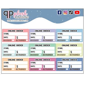 Online Order Online Shopping Tracker, Functional Planner Stickers, Online Tracker, Shopping Tracker, Online Shopping Expenses, Pick A Color