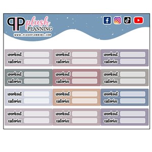 Workout Calories Tracker Planner Stickers, Fitness Tracker, Workout Weight Loss Tracker, New PP Dreamy Colors, Functional Planner Stickers