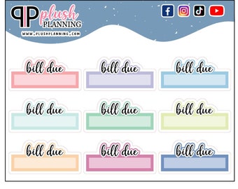 Bill Due Script Planner Stickers, Writable, Budget Stickers