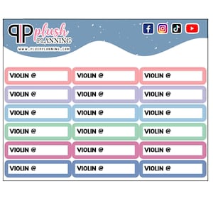 Violin Lesson Label Tracker Planner Stickers, Violin, Violin Lesson Tracker, Mix Colors, PP Colors Removable Stickers, Pick A Color