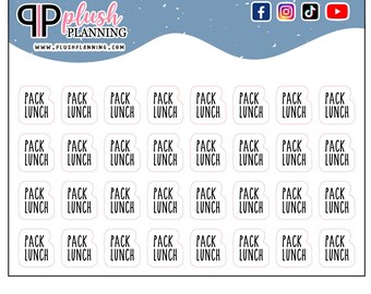 Pack Lunch Script Planner Stickers, Rae Dunn Inspired, 32 Matte Stickers