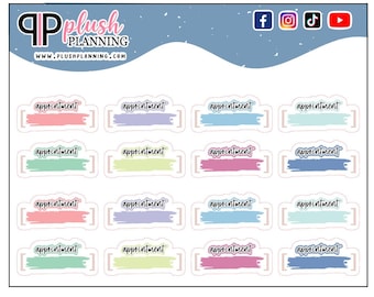 Appointment Planner Stickers, Watercolor Brush Design, Pick A Color