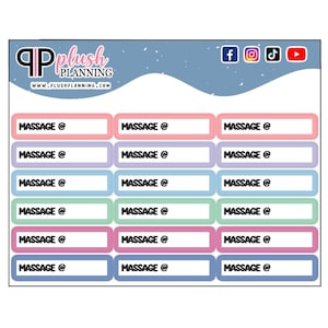 Massage Label Tracker Planner Stickers, Functional Planner Stickers, Massage Appointment, Massage Reminder Tracker, Pick A Color