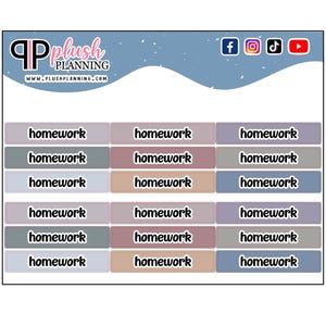 Autocollants pour agenda de suivi d&#39;étiquette de devoirs, Stickers fonctionnels pour agenda, Nouveau PP couleurs rêveuses, Suivi des devoirs, Devoirs quotidiens