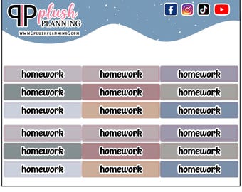 Homework Tracker Planner Stickers, Dreamy Colors (18 Stickers)