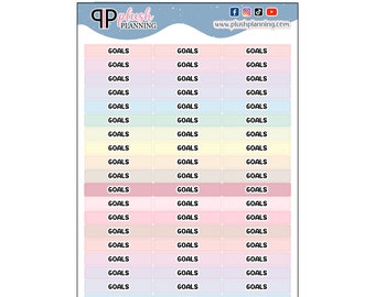 Stickers pour agenda Goals, polices de caractères audacieuses, couleurs pastel