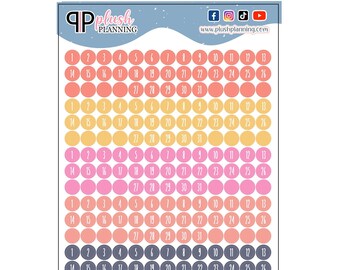 Date Dots Planner Stickers, Laurel Denise Inspired Colors, Functional Stickers