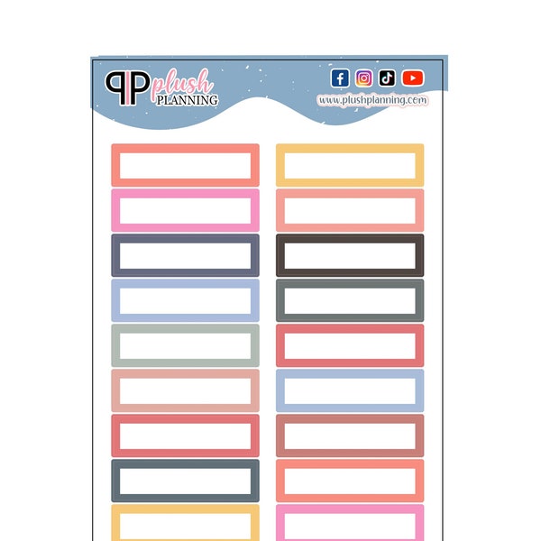 Writable Rectangle Boxes Planner Stickers, Laurel Denise Inspired Planner Stickers, Laurel Denise Inspired Colors, Functional Stickers