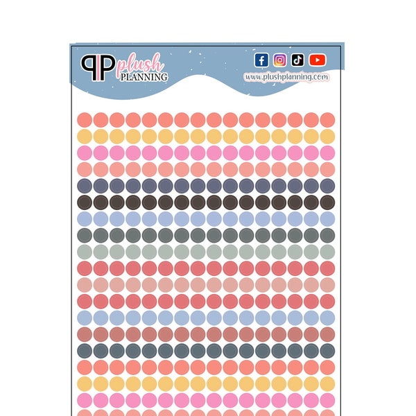 Mini Dots Planner Stickers, Laurel Denise Inspired Planner Stickers, Laurel Denise Inspired Colors, Functional Stickers