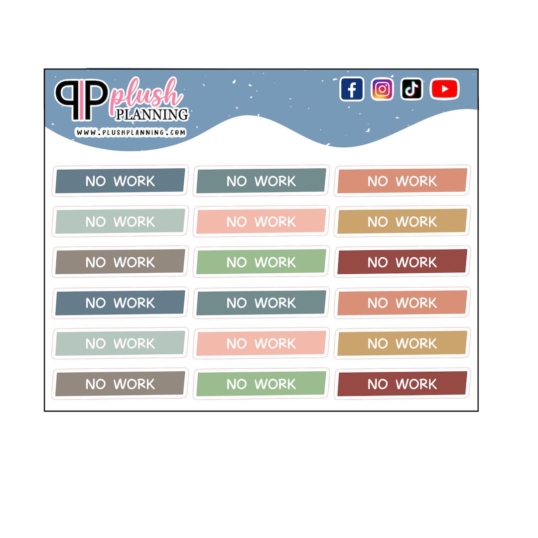 No Job Sticker No Work Script Planner Stickers, Plush Colors - Etsy