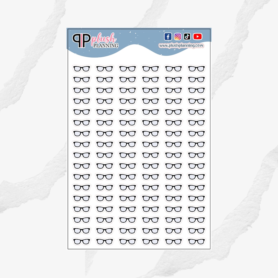 Eye Glasses Tracker Doodle Planner Stickers, Scrapbooking, Journaling