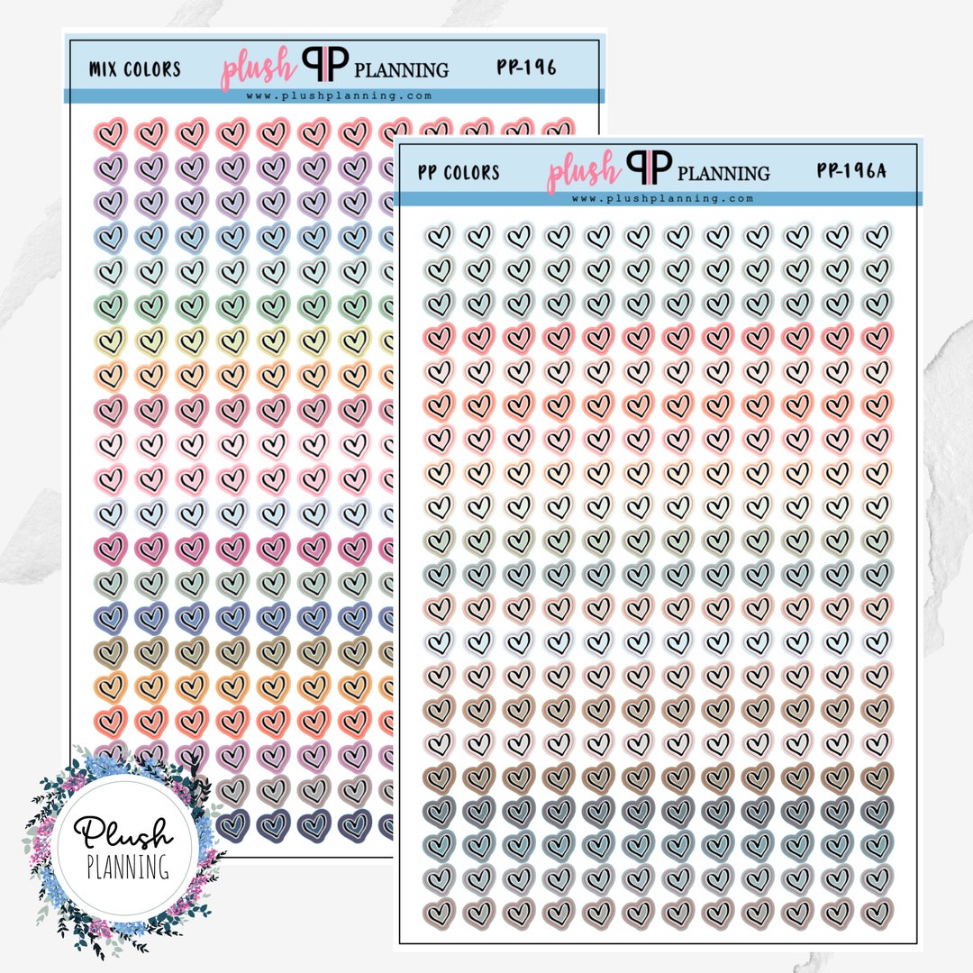 Mini Heart Shape Individual Planner Stickers, Doodle Stickers - Etsy