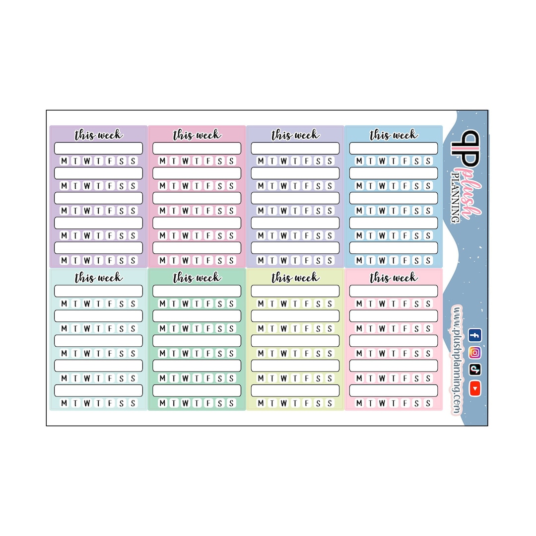 Habit Tracker Planner Stickers, Weekly Sidebar, Functional Stickers - Etsy